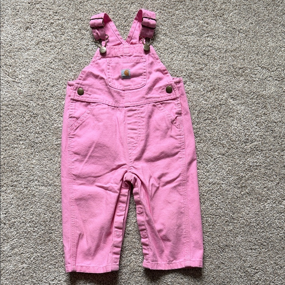 Carhartt Loose-Fit Canvas Bib Overalls for Babies - Pink Lemonade - 6 Months